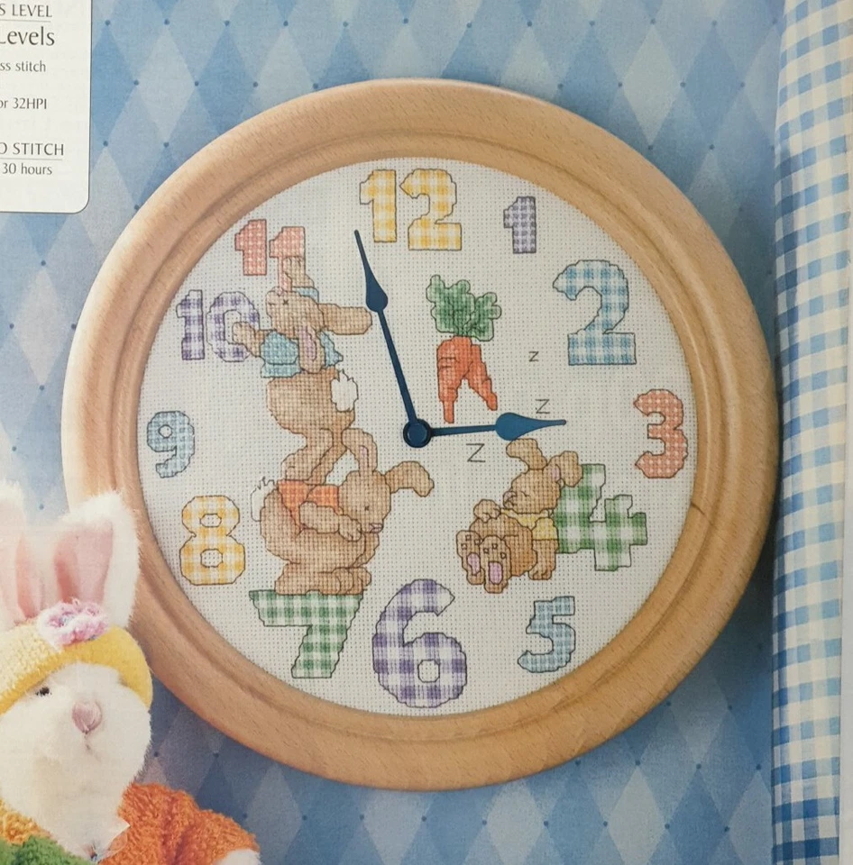 Cross Stitch Chart (From Magazine) - Baby Bunny Nursery Clock - Image 1 of 3