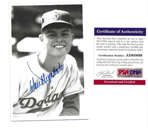 Don Drysdale Brooklyn Dodgers Baseball Autographed GeorgeBrace 4x6 Photo PSA COA