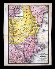 1847 Williams Map Boston Massachusetts New Hampshire Portland Maine Railroad RR