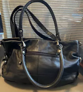 Tignanello schwarz genarbtes Leder Doppelhenkel Schulter Handtasche - Bild 1 von 13