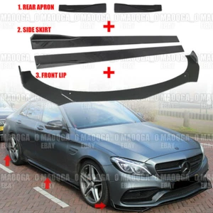Front Lip Side Skirt Rear Splitter For Mercedes W205 W212 C200 C300 Carbon Look - Picture 1 of 18