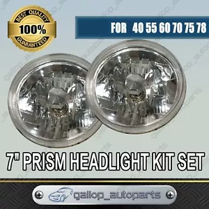 Fits Leyland Morris Mini Jeep Headlight Kit 7" Round Head Lamp 12V H4 5000K - Picture 1 of 6