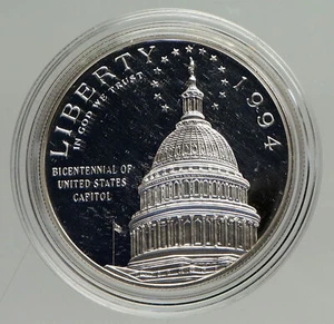 1994 United States Washington DC US Capitol 200Y Proof Silver Dollar Coin i94221 - Picture 1 of 3
