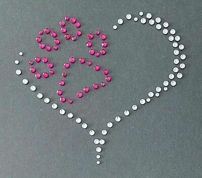 Hotfix Strassbügelbild Herztatze Glasstrass Applikation farbig zum aufbügeln  - Bild 1 von 4