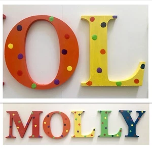 GIRLS & BOYS Polka Dot 6cm Wooden Letters for Baby Nursery/Kids Bedroom Doors $6 - Picture 1 of 12