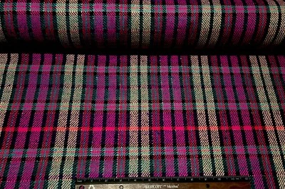 Tela tejida a cuadros Matka púrpura/fucsia/melocotón 100 % seda 44" W por yarda (WT-1080) Foto 1 de 3