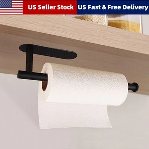 Stainless Roll Towel Paper Rack Holder Kitchen Under Cabinet Wall Self Adhesive - Picture 1 of 11