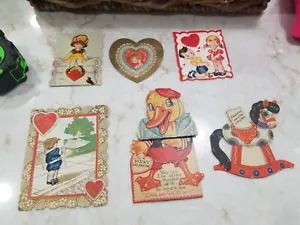 Vintage 6 Valentinstagskarten alle unterschiedlich gebraucht 1937 bunte Sammlerstücke - Bild 1 von 21