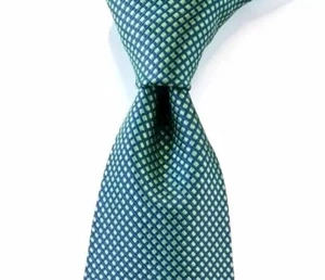 Kai Long Finely Detailed Green & Blue Print 100% Silk Tie 4" x 60" - Picture 1 of 6