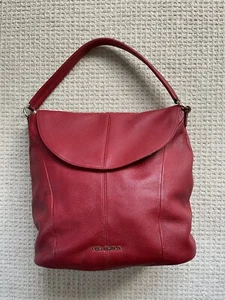 Vera Bradley Alexa Cartera de Cuero Rojo Correa para el Hombro Forro Estampado Floral - Imagen 1 de 18