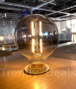 Ikea MOLNART LED Bulb E26 120 lumen, Globe Glass Gray Clear 4" - NEW - Picture 1 of 4