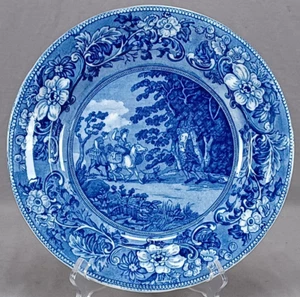 Clews Doctor Syntax Bound to a Tree by Highwaymen Dark Blue Transferware Plate - Picture 1 of 10