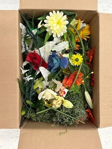 5lb Box of Assorted Artificial Flowers and Greenery - Used- Lillies Moss Roses - Picture 1 of 15