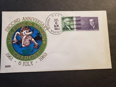 USS FRANCIS MARION APA-249 Naval Cover 1963 BECK #B352 Anniversary Cachet - Image 1 of 2