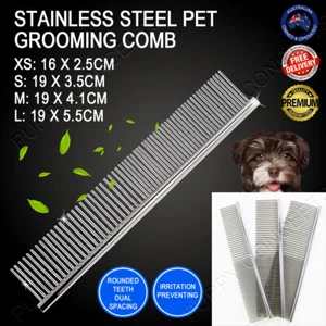 Stainless Steel Teeth Metal Comb Brush Pet Cat Dog Hair Grooming Trimmer Round - Picture 1 of 13