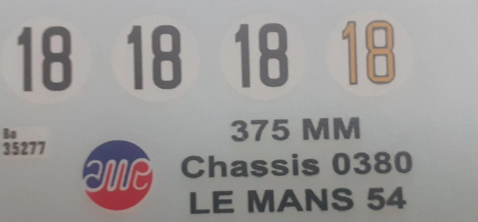 decals  decalcomanie déco 1/43 ferrari 375 mm lm le mans 1954 - Photo 1/1