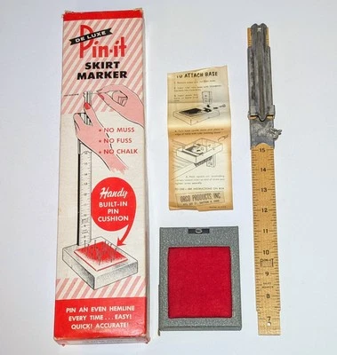 Vintage Orco De Luxe PIN-IT Skirt Marker Hem Ruler Pin Cushion Made in USA - Image 1 of 4