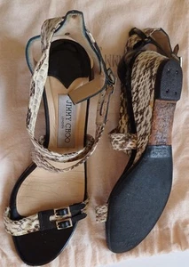 JIMMY CHOO LADIES STRAPPY SANDALS, UK 4 / EU 37, SNAKE SKIN, 100% LEATHER. USED. - Picture 1 of 8