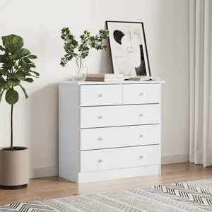 Cassettiera ALTA Bianca 77x35x73 cm in Legno Massello di Pino 2391836 - Foto 1 di 5
