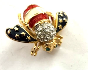Broche prendedor de insectos abeja brillante Joan Rivers PATRIÓTICO - Imagen 1 de 1