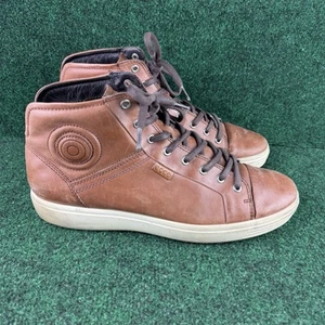 Ecco Soft 7 Mens Sneakers 12-12.5 Brown Leather High Top Laced Sneakers EU 46 - Picture 1 of 10