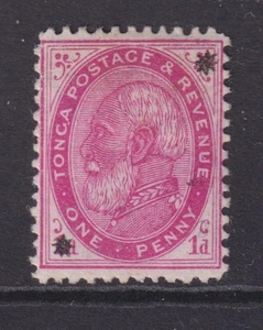 TONGA, 1891 estrellas sobreimpresión, perf. 12 1/2, 1d. Carmín, como nuevo sin goma de mascar. - Imagen 1 de 1