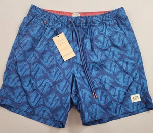 SCOTCH & SODA swim trunks shorts L Large low tide 114684 fish blue pockets mens - Picture 1 of 13