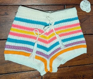 Pantalones Cortos Jolie & Joy Multicolor 2.5" Crochet Coloridos Rayas Cordón Talla S - Imagen 1 de 12