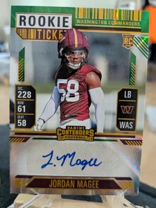 Jordan Magee RC Auto - Rookie Ticket Green - 2024 Panini Contenders #244 - Picture 1 of 2