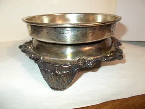 Vintage kreisförmiger drehbarer Pflanzen-/Servierständer versilbert mit Beinen 7" Boden ROGERS - Bild 1 von 9