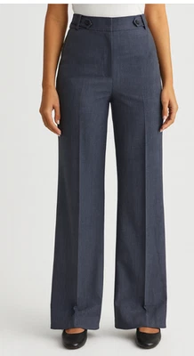 Pantalones de vestir REISS de pierna ancha para mujer 4 azules de longitud completa Foto 1 de 4