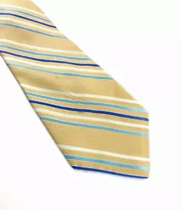 Corbata para hombre Axcess. Amarillo con rayas blancas y azules. Seda. - Imagen 1 de 4