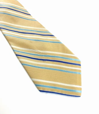 Corbata para hombre Axcess. Amarillo con rayas blancas y azules. Seda. Foto 1 de 4