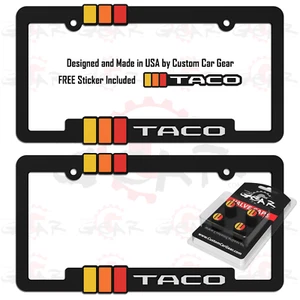 2 RETRO TACO License Plate Frames Brackets Fits Toyota Tacoma & Valve Stem Caps - Picture 1 of 14