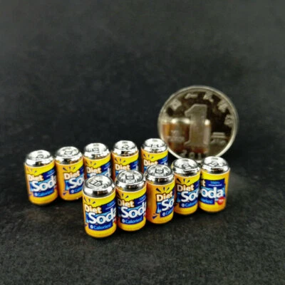 10PC 1/12 Scale Dollhouse Miniature Beer Can Drinks Kitchen Party Accessories - Image 1 of 4
