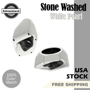 Stone Washed White Pearl 6.5" Speaker Pods Fits Advanblack Harley King Tour Pack - Bild 1 von 9