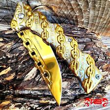 8” Gold Chain Tactical Spring Assisted Open Blade Folding Pocket Knife Survival