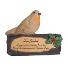 Robin / Log Christmas Memorial Decoration Ornament 17cm - Dear Grandad