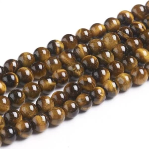 Yellow/Brown Tiger Eye Beads Plain Round 4mm Strand Of 95+ - Picture 1 of 1