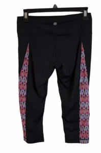 Athleta Ariel Capri Crop Swim Leggings Black Multicolor Print Side Size S A2 - Picture 1 of 5