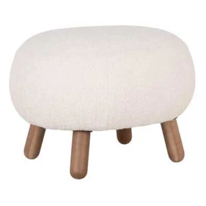 House Nordic Fußhocker SAVONA Weiss Lammfell Optik Hocker Sitzhocker Polster - Bild 1 von 4