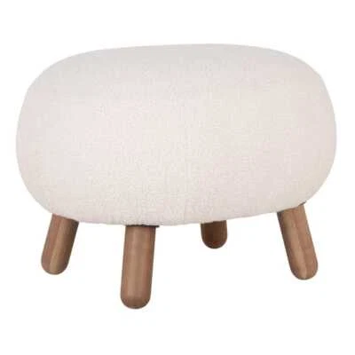 House Nordic Fußhocker SAVONA Weiss Lammfell Optik Hocker Sitzhocker Polster - Bild 1 von 4