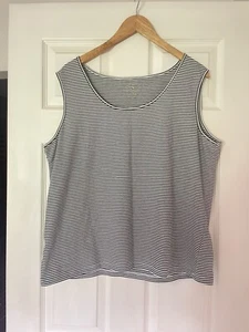 White Stag Damen XL Stretch Baumwolle schwarz weiß gestreift klassischer runder Ausschnitt - Bild 1 von 3