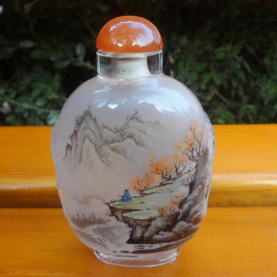 Chinese Glass Landscape Painting Figure Inner painting Snuff bottle 50016-4 - Image 1 of 4