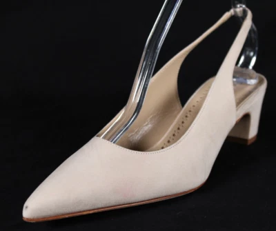 MANOLO BLAHNIK $885 Ecru 米色麂皮绒 ALLURASAN 块跟吊带 39 — 第 1/4 张图片