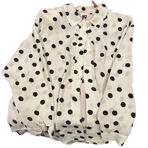 NICOLA LONG SLEEVES BUSINESS BLOUSE BLACK & WHITE POLKA DOT - Picture 1 of 6
