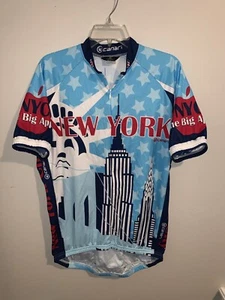 EUC MEN XL CANARI NEW YORK CITY NYC CYCLING BIKE BIKING JERSEY STATUE OF LIBERTY - Picture 1 of 12