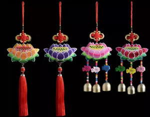 Chinese Knot Lotus Lucky Tassel Charm Door/Home Hanging Decoration - Picture 1 of 8