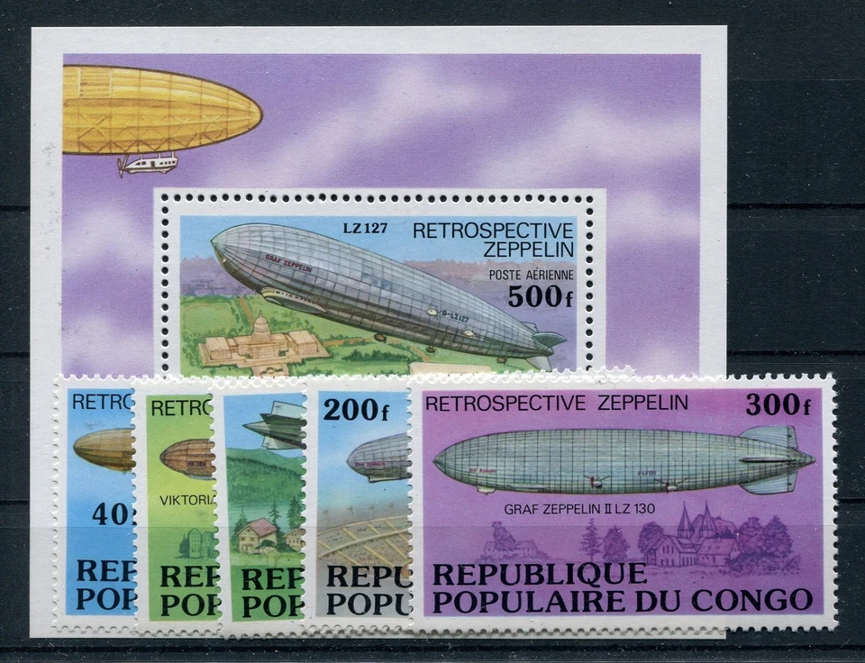 Congo (Brazzaville) 577/81 Block 11 Mint / Zeppelin 1/3193 - Image 1 of 1
