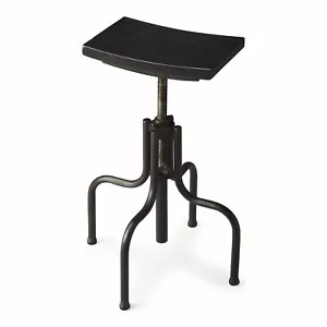 Brown and Black Iron Backless Counter Height Swivel Bar Chair - Picture 1 of 3